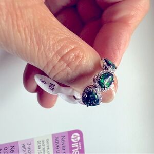 Elegant lab grown black fire opal Gemstone Ring